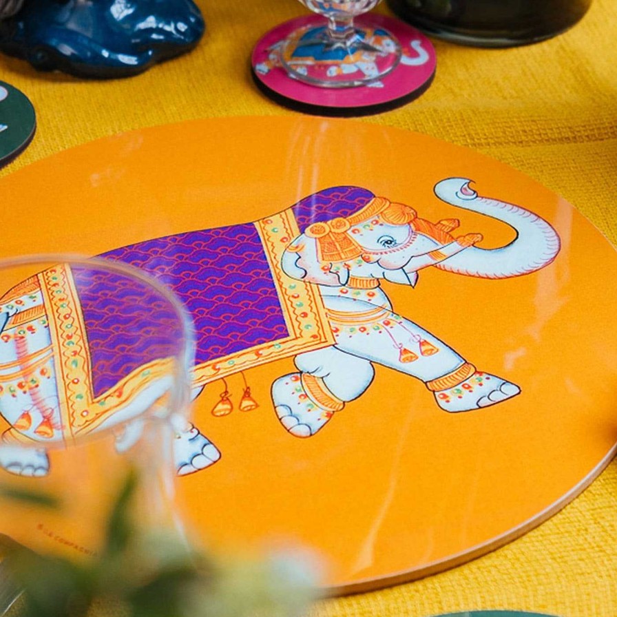 Arts De La Table Compagnia dell'Elefante Sets De Table | Elephant Set De 2 Sets De Table Jaunes