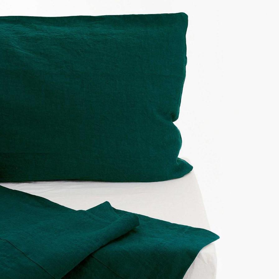 Decoration Once Milano Linge De Lit | Parure De Lit D'Ete En Lin Vert Foret