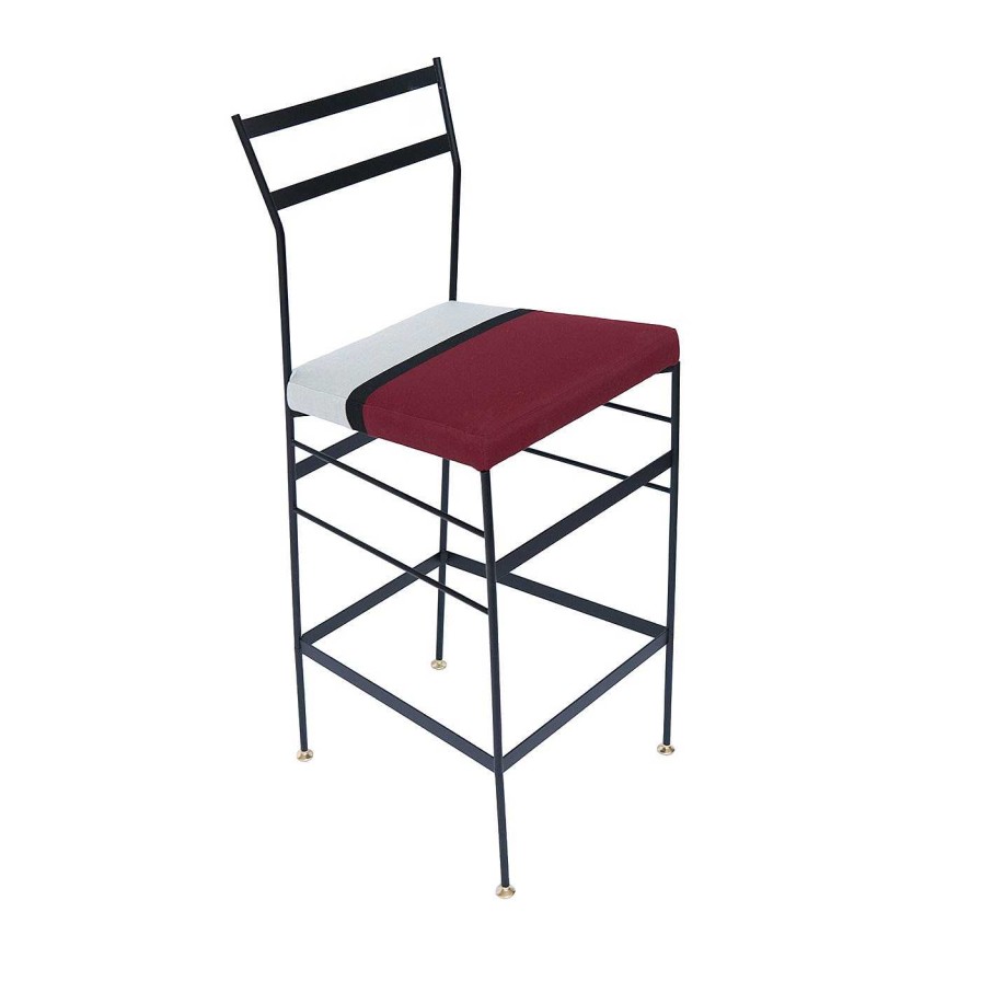 Mobilier Sotow Tabourets De Bar | Lot De 2 Tabourets De Bar Pontina High Burgundy And White