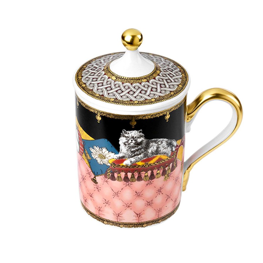 Arts De La Table GINORI 1735 Tasses A Cafe Et A The | Mug Totem Cat Avec Couvercle