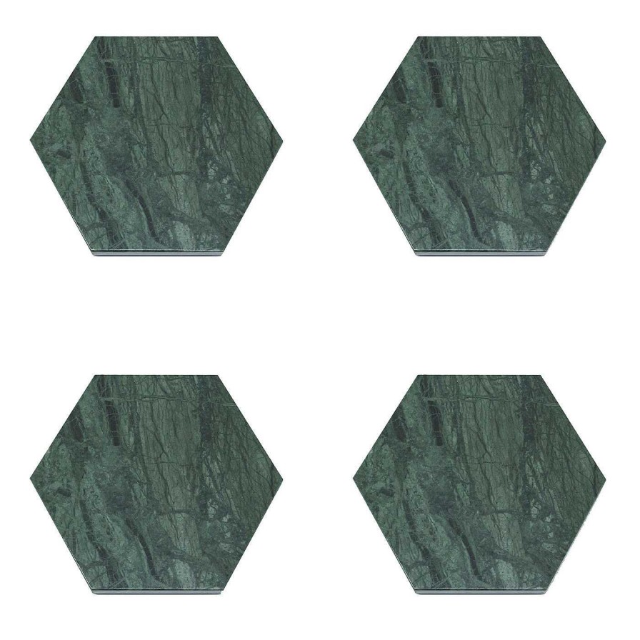 Arts De La Table FiammettaV Home Collection Dessous De Verre | Lot De 4 Sous-Verres Hexagonaux En Marbre Vert