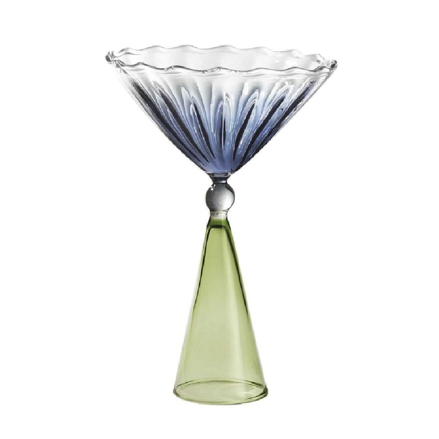 Arts De La Table Serena Confalonieri Verres A Cocktail Et Spiritueux | Lot De 2 Verres A Martini Bleu Et Vert Calypso