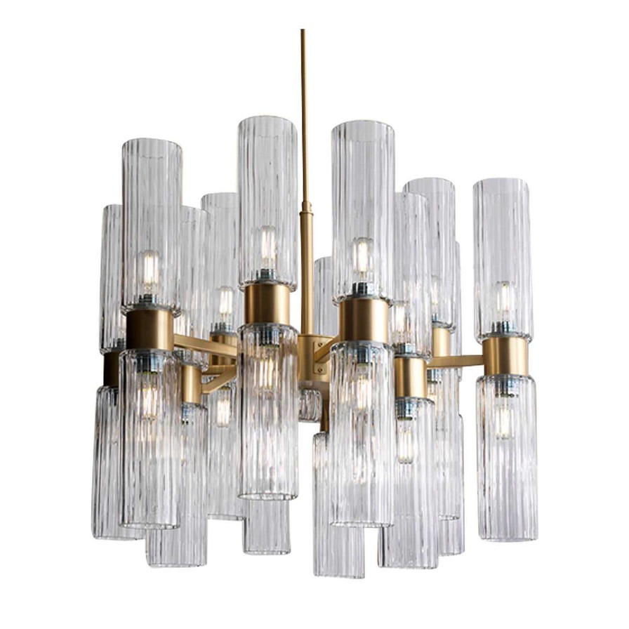 Eclairage Stillux Chandeliers | Lustre En Laiton Et Verre Transparent