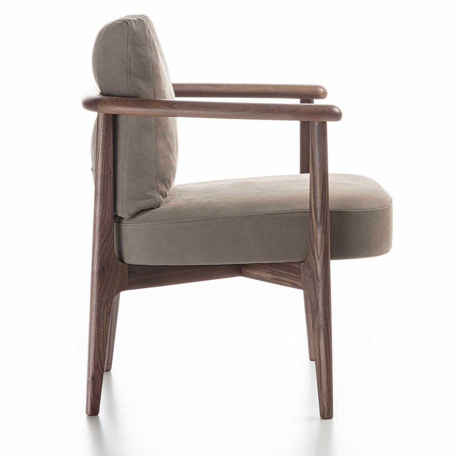 Mobilier Durame Chaises Longues | Greta Canaletto & Gray Leather Chair With Arms