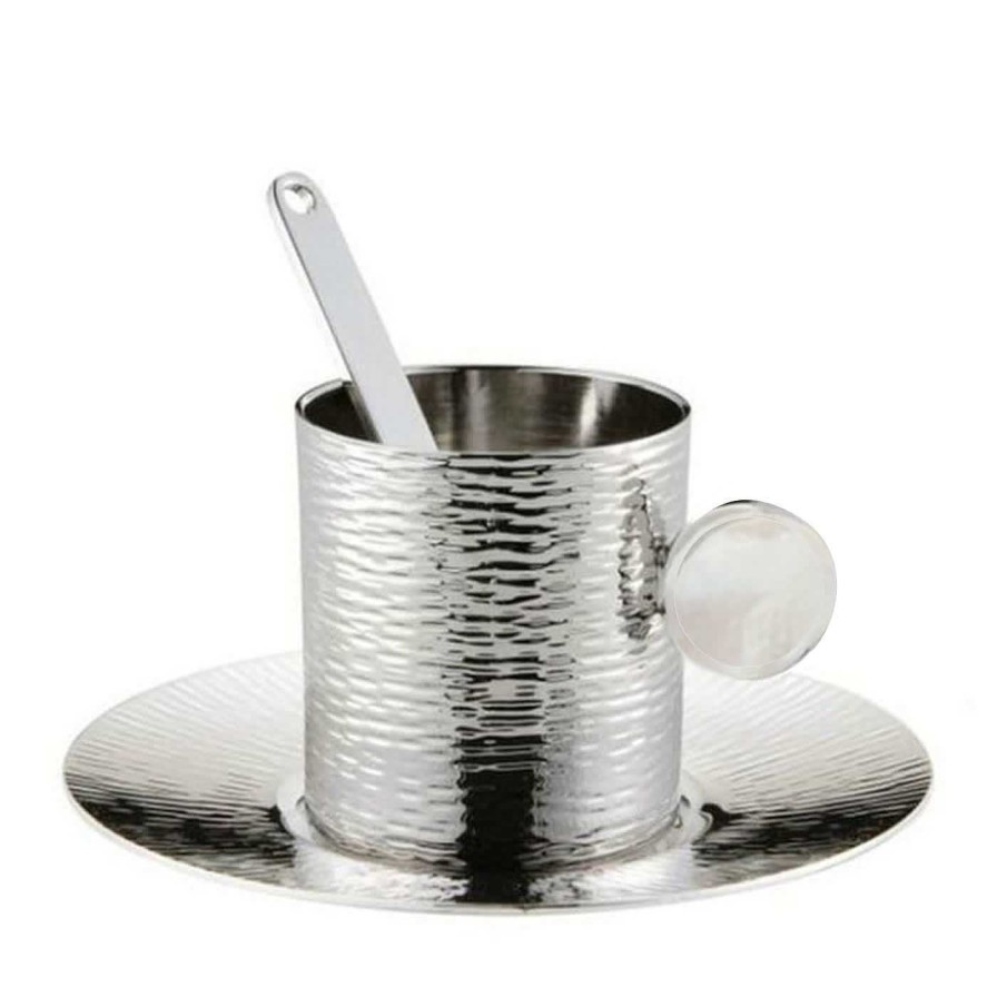 Arts De La Table Zanetto Tasses A Cafe Et A The | Tasse Demitasse Bus Avec Soucoupe Et Baton D'Agitation En Rhodium