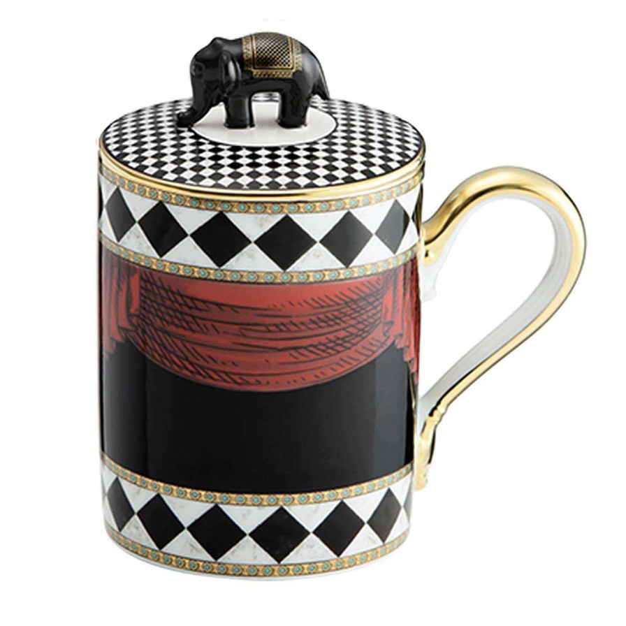 Arts De La Table GINORI 1735 Tasses A Cafe Et A The | Mug Totem Elephant Avec Couvercle