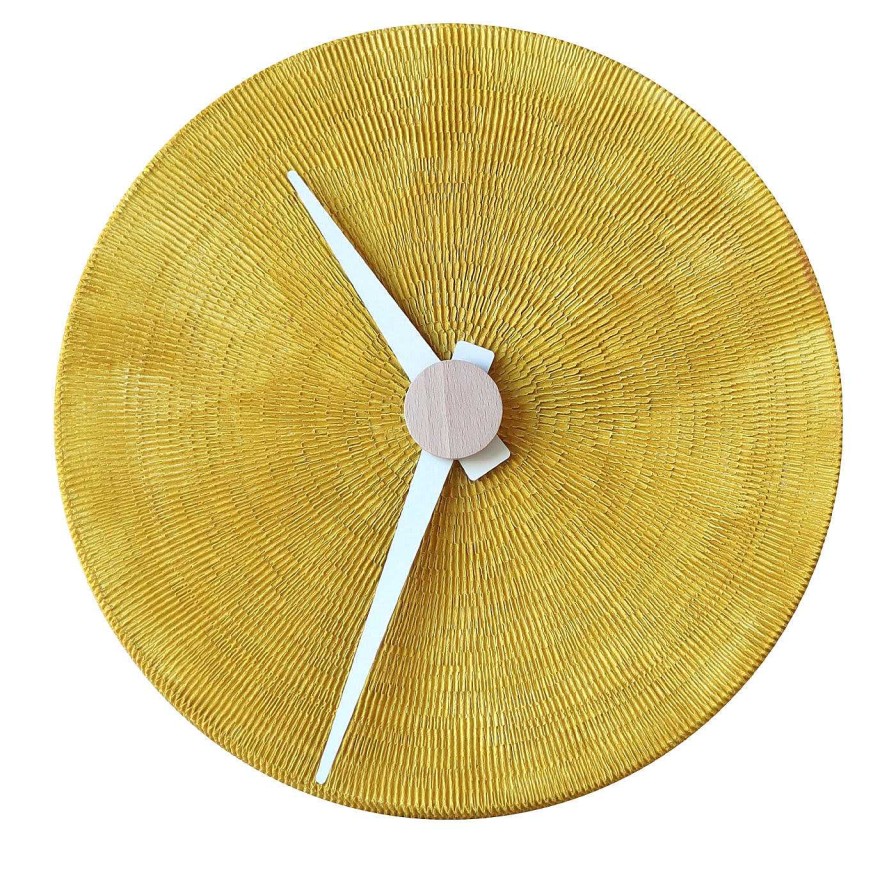 Decoration Federica Bubani Horloges | Horloge Murale Pleine Lune En Porcelaine Couleur Miel