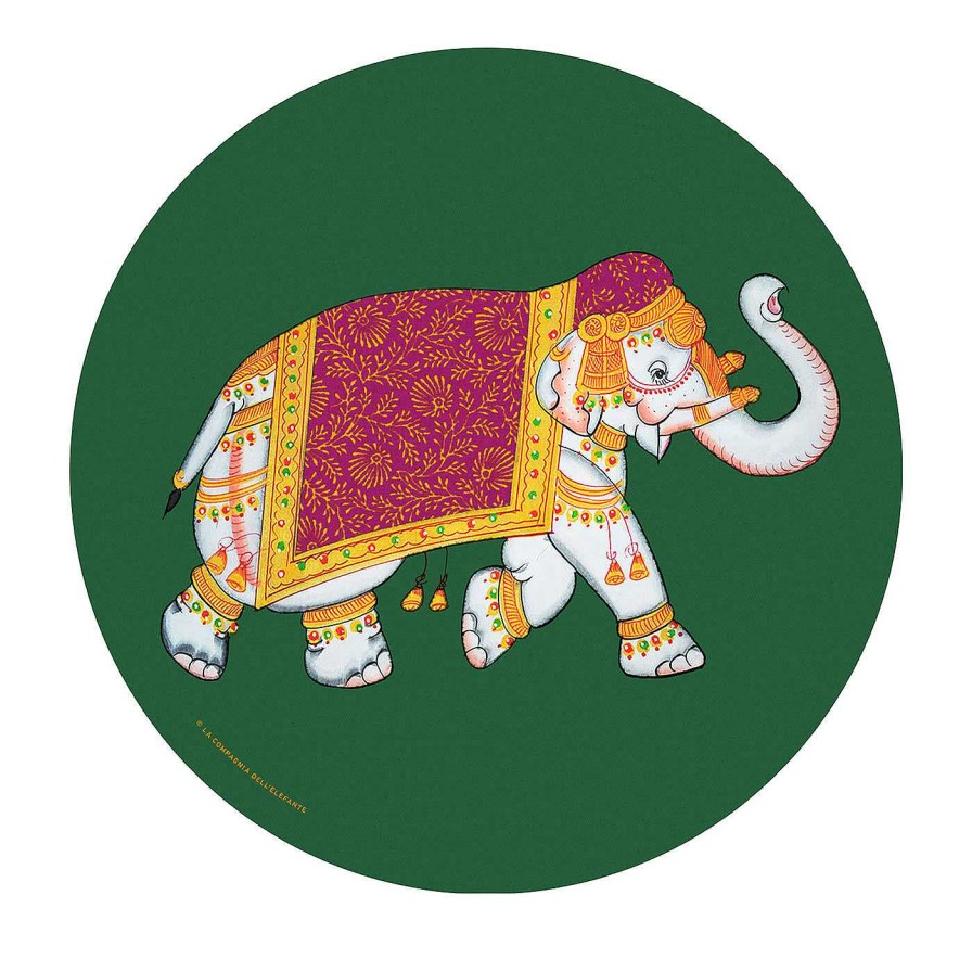 Arts De La Table Compagnia dell'Elefante Sets De Table | Elephant Set Of 2 Green Placemats