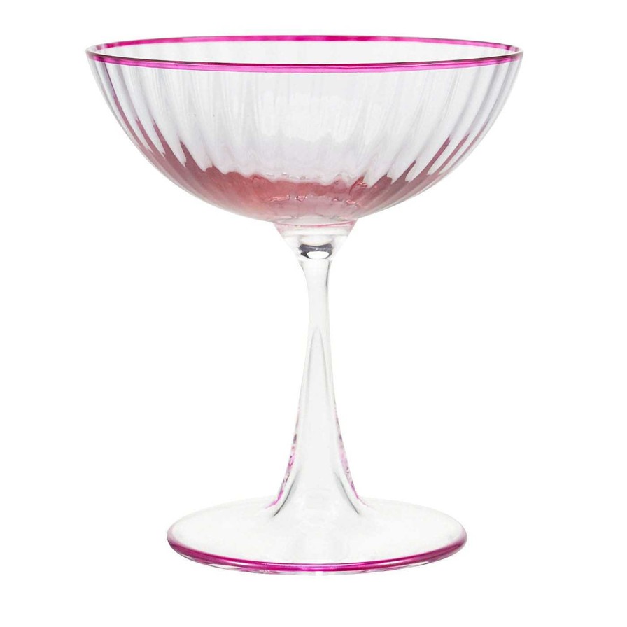 Arts De La Table Aquazzura Casa Verres A Cocktail Et Spiritueux | Ensemble De 2 Coupes A Champagne En Amethyste Et Rose Soufflees A La Bouche