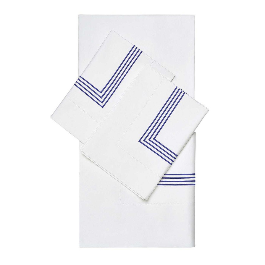 Decoration Verderoccia Linge De Lit | Four Generations - Ensemble De Draps Blancs Et Bleu Vif Us King