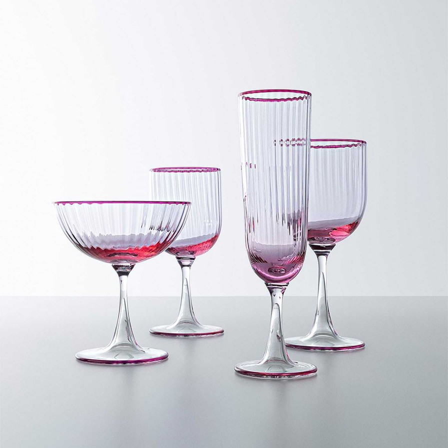 Arts De La Table Aquazzura Casa Flutes | Ensemble De Deux Flutes En Amethyste Et Rose Soufflees A La Bouche