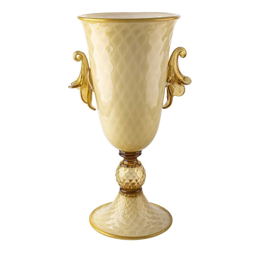 Decoration Officine di Murano 1295 Amphores | Vase En Forme De Gobelet Fume Et Dore Stmat