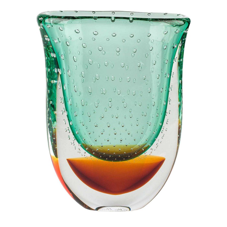 Decoration Officine di Murano 1295 Vases A Fleurs | Vrmbicolr Vase En Turquoise Et Ambre