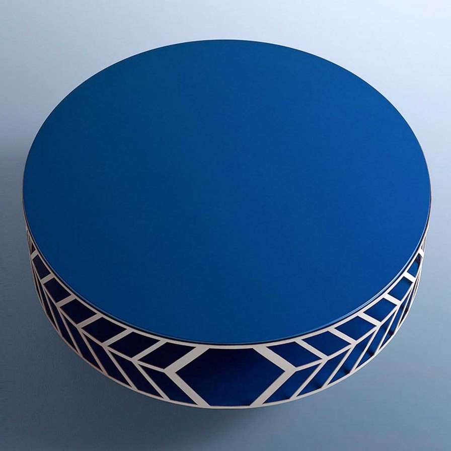 Mobilier My Home Tables A Cafe | Table Basse Ronde Bleue Lok Par Elena Salmistraro