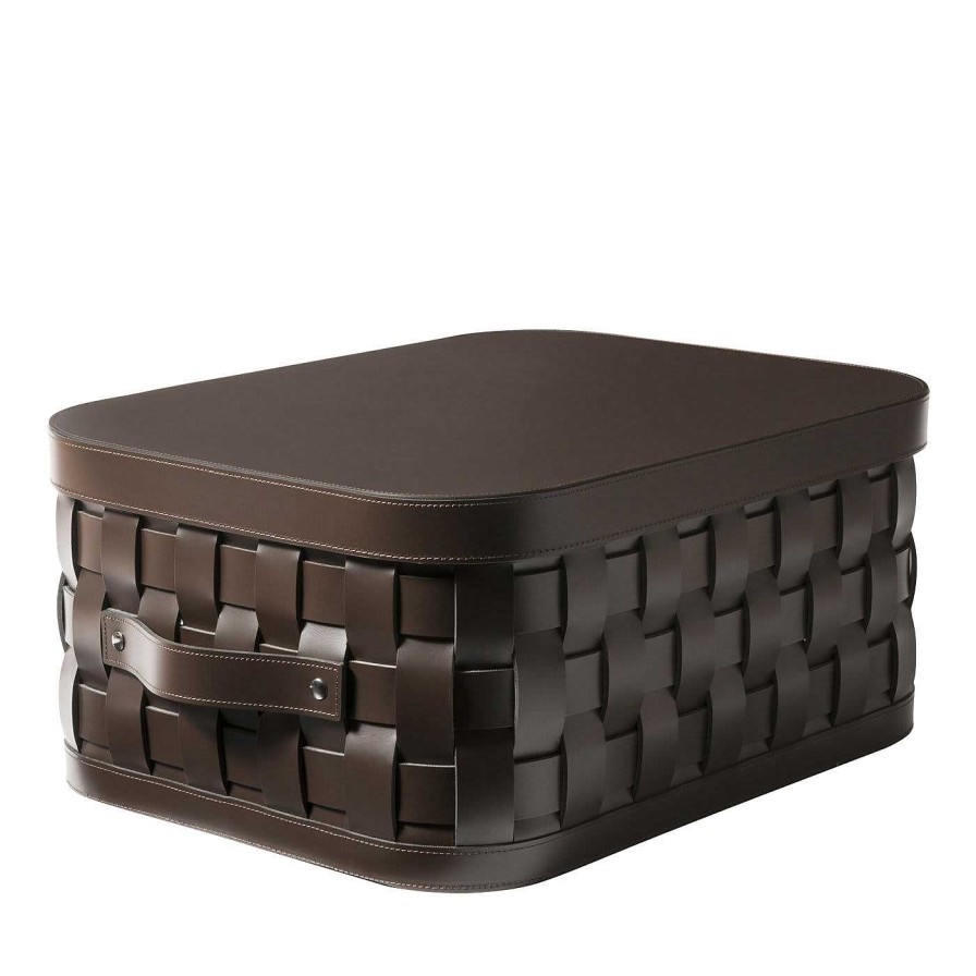 Decoration Pinetti Paniers | Panier Court Rectangulaire Demetra Brown Avec Couvercle