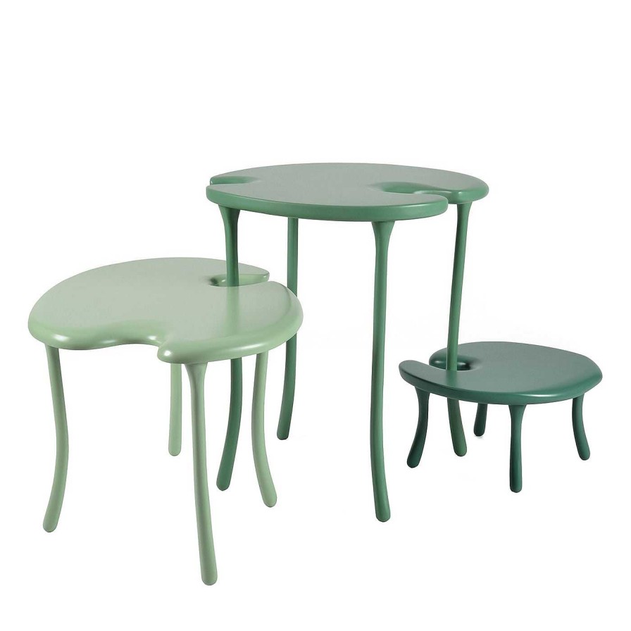 Mobilier Orografie Tables Gigognes | Tavo B2 Ensemble Modulaire De 3 Tables Basses Vertes