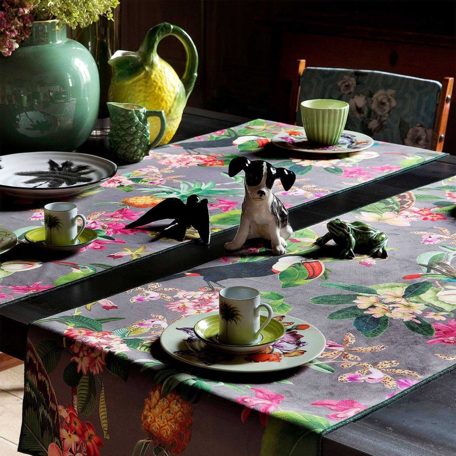 Arts De La Table Carlotta Oddone Chemins De Table | Chemin De Table Rio Floral Asphalt-Gray