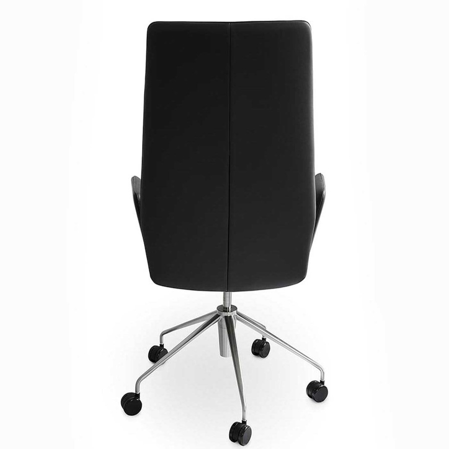 Mobilier Tecno Spa Chaises De Bureau | Fauteuil Pivotant En Cuir Noir Vela Tall De Lievore Altherr Molina