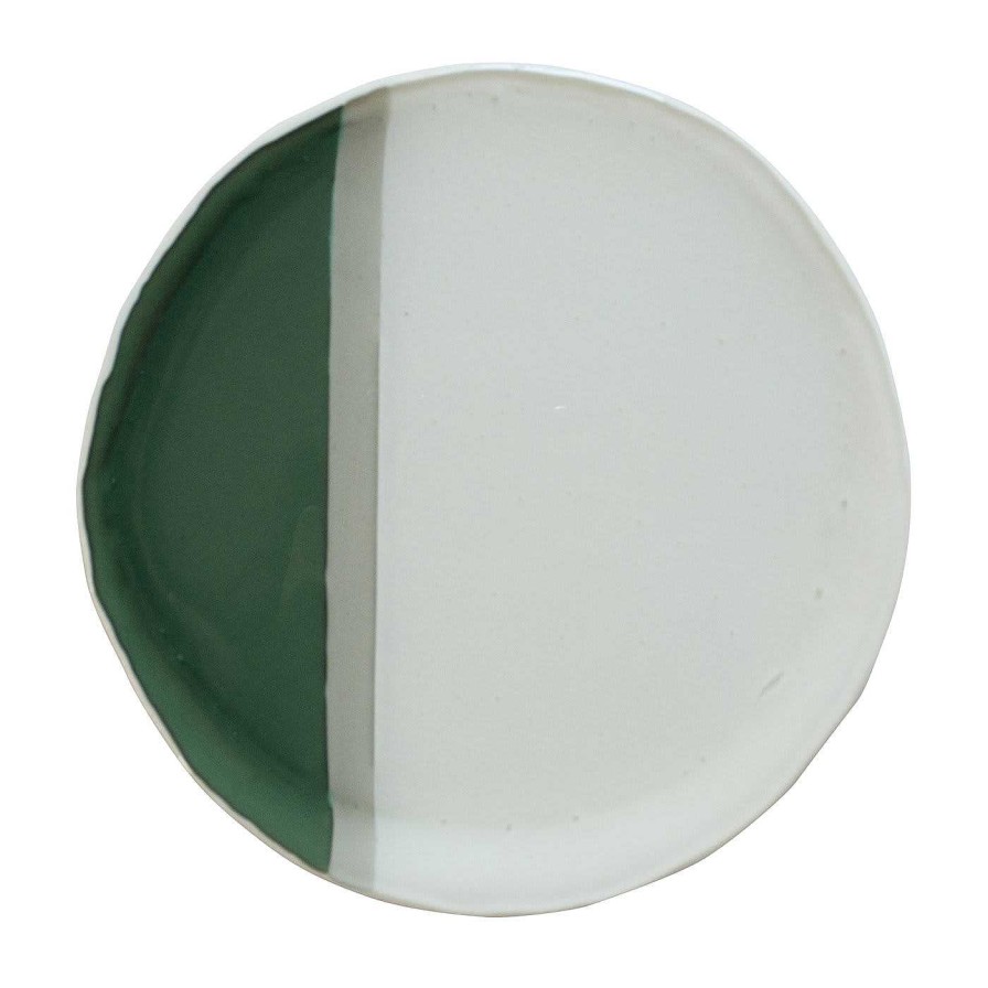 Arts De La Table Vetrofuso Assiettes Plates | Balla Jade Green, Grey And Ivory Set Of Two Dinner Plates