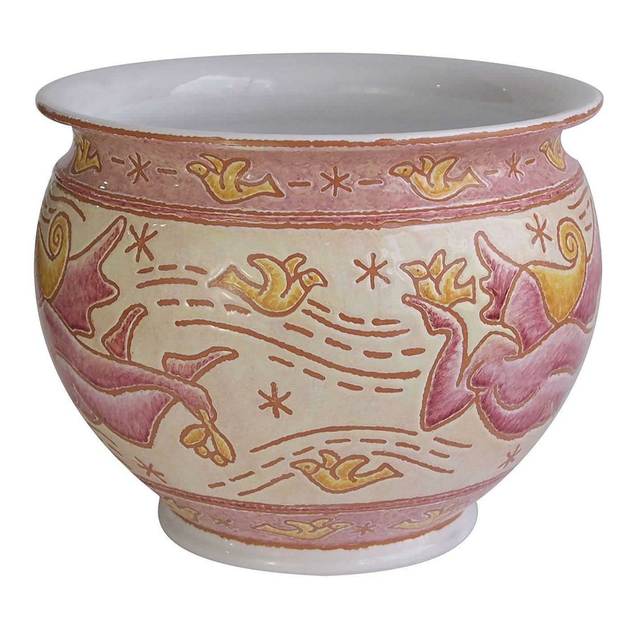 Decoration Ceramiche Santalucia Amphores | Vase Amphore Rouge Et Jaune A Motifs