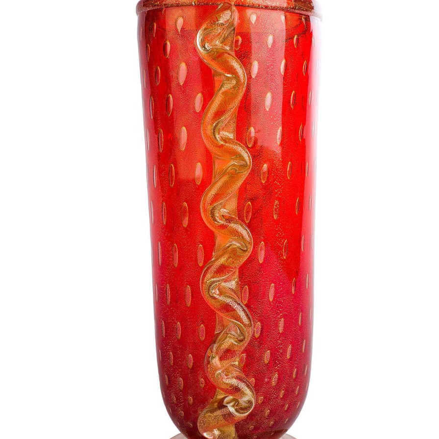 Decoration Officine di Murano 1295 Vases A Fleurs | Vase Rouge Et Or Stmatcordon