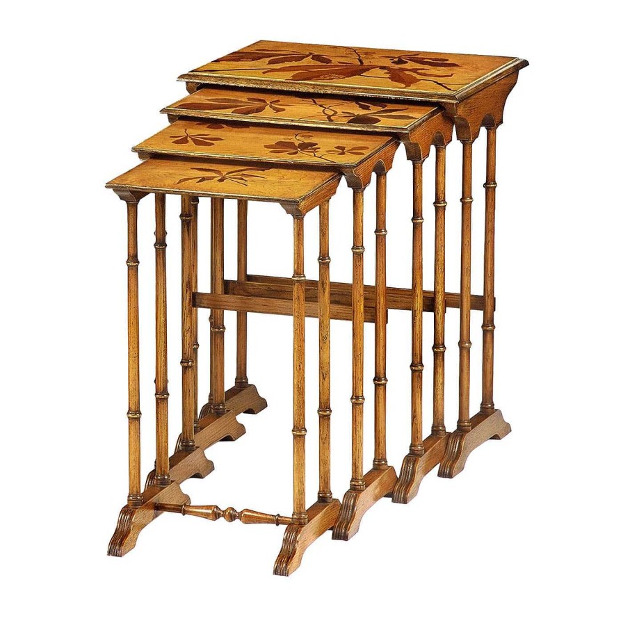 Mobilier Cugini Lanzani Tables Gigognes | Ensemble De 4 Tables Gigognes En Marqueterie D'Emile Galle