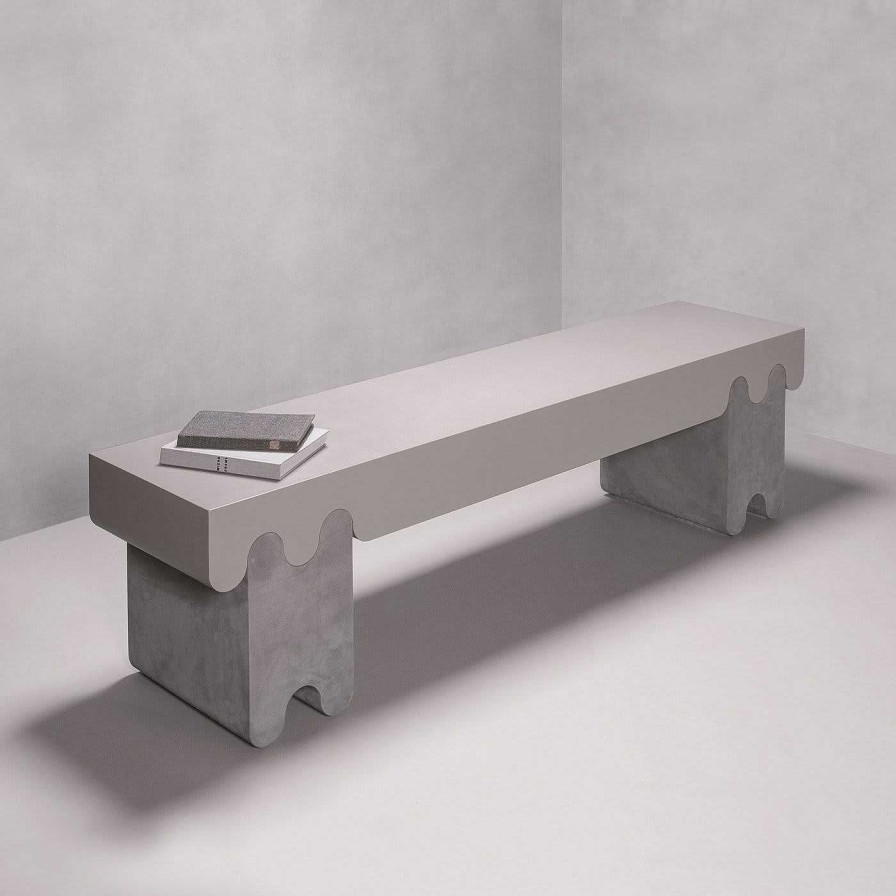 Mobilier Giobagnara Bancs | Banc En Cuir Gris Ossicle N. 2