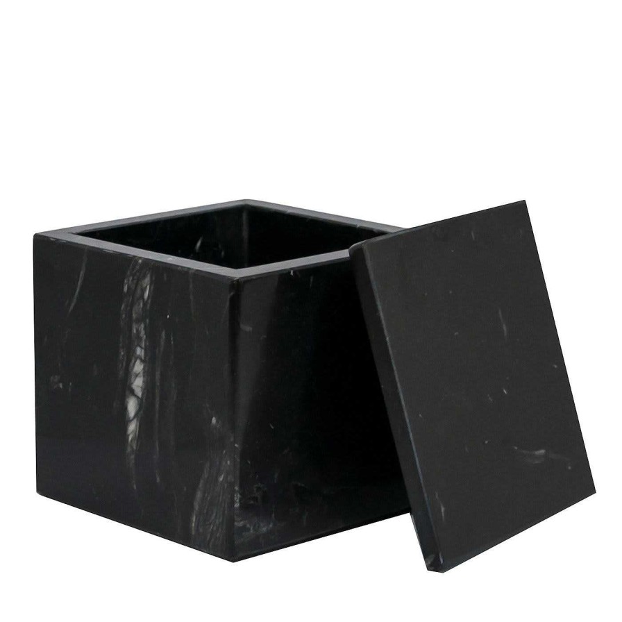 Decoration FiammettaV Home Collection Boites | Boite Cubique En Marbre Noir Marquina Avec Couvercle