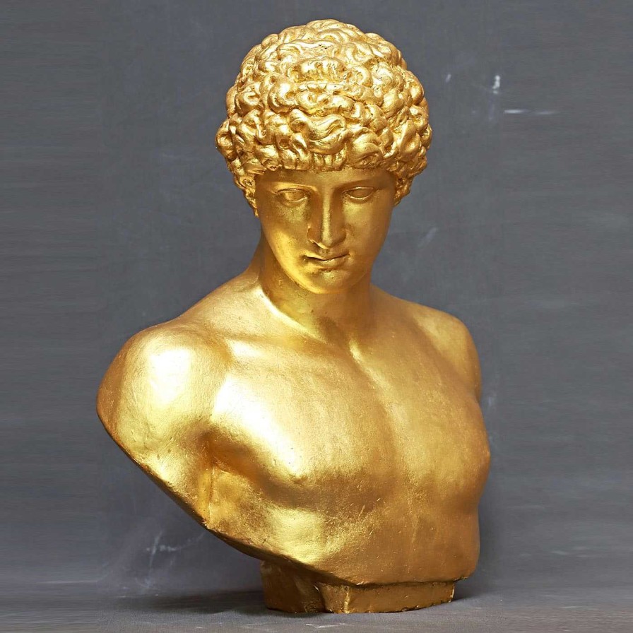 Decoration Galleria Romanelli Sculptures Decoratives | Antinoo Sculpture En Platre Dore