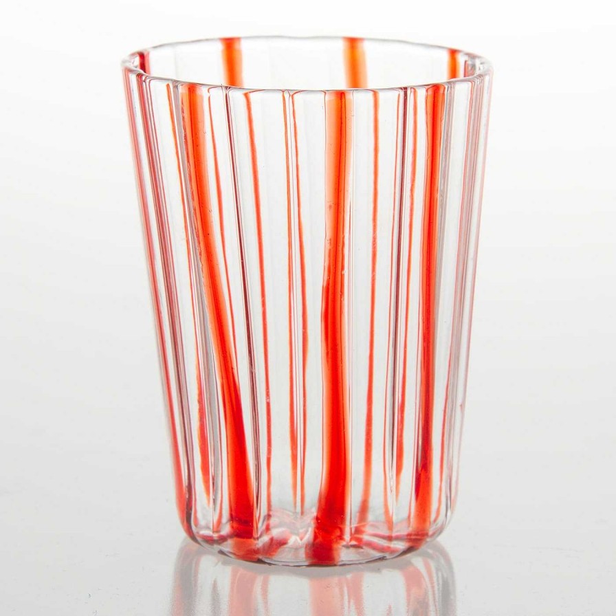 Arts De La Table Tuttoattaccato Verres Et Gobelets | Impilabile Verre A Rayures Rouges