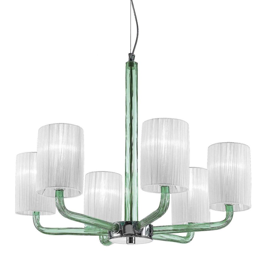 Eclairage Sylcom Chandeliers | Lustre A 6 Lumieres Can Can Green