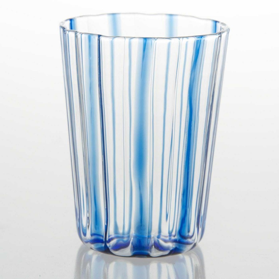 Arts De La Table Tuttoattaccato Verres Et Gobelets | Impilabile Verre A Rayures Bleues