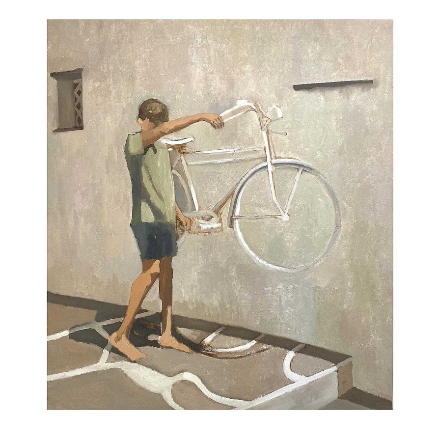 Art Enrico Verger Figuratif | La Bicicletta Peinture A L'Huile