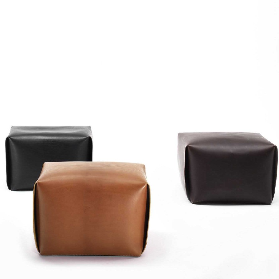 Mobilier Tonucci Collection Ottomans Et Poufs | Pouf En Cuir Naturel Bao De Viola Tonucci