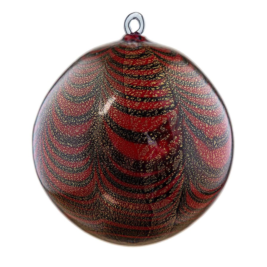 Decoration Vaporetto Decorations De Vacances | Lot De 2 Boules De Noel Rouges En Verre