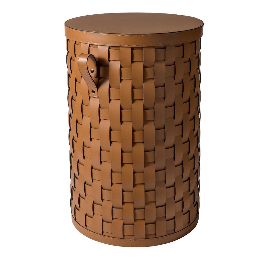 Decoration Pinetti Paniers | Demetra Tan Round Tall Basket With Lid