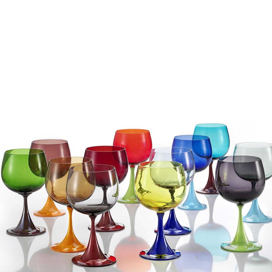 Arts De La Table NasonMoretti Verres A Vin | Verre A Pied Burlesque Coral & Blue De Stefano Marcato