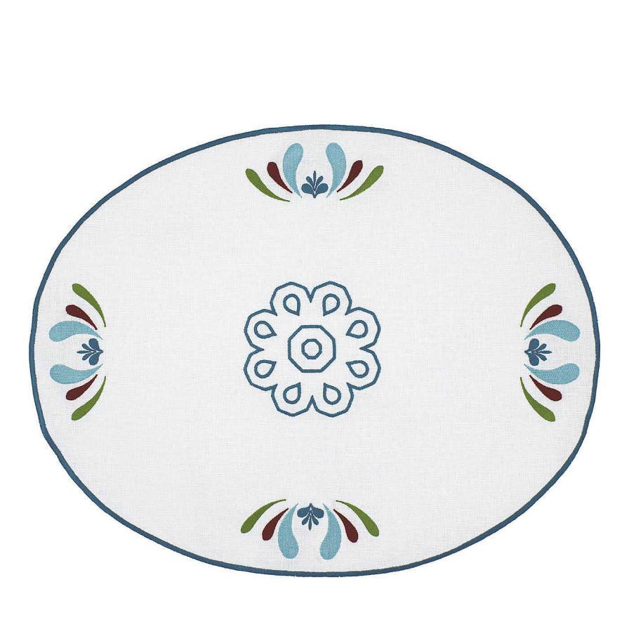 Arts De La Table Cibelle Sets De Table | Maiolica Lot De 2 Sets De Table Ovales Brodes Polychromes