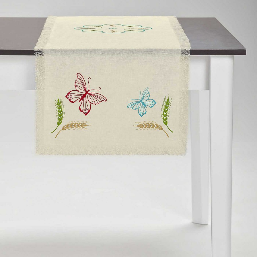 Arts De La Table Cibelle Chemins De Table | Grano Multicolore Fringed Ivory Runner