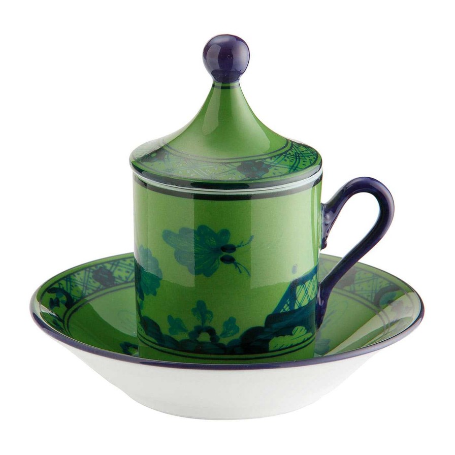 Arts De La Table GINORI 1735 Tasses A Cafe Et A The | Oriente Italiano Malachite Set De 2 Tasses A Espresso Et Soucoupes