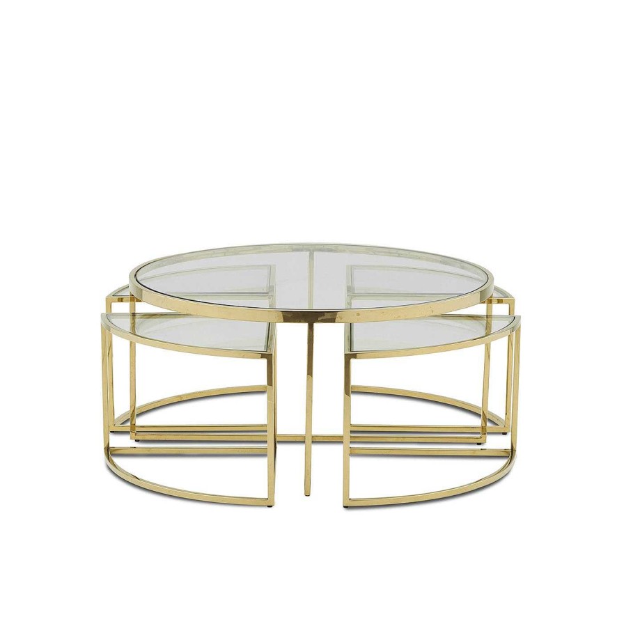 Mobilier Badari Tables A Cafe | Quinn Large Round Golden Coffee Table Marize X Badari