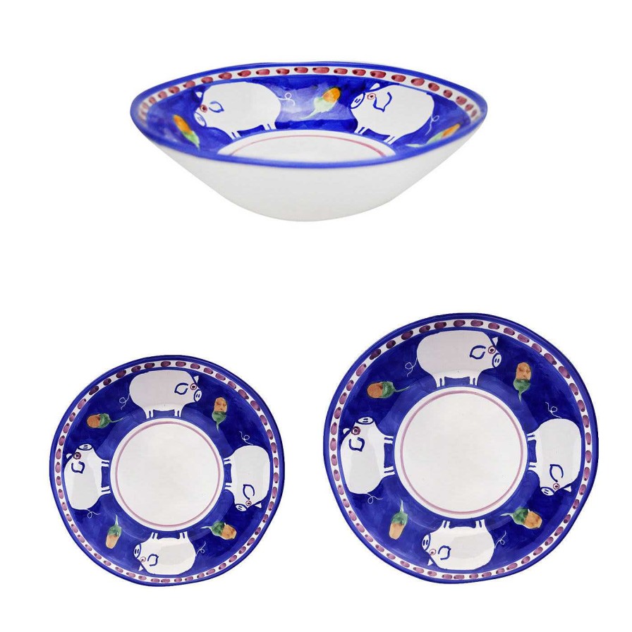 Arts De La Table Arcucci Handmade Services De Table | Service D'Assiettes Bleu Cortile 18 Pieces