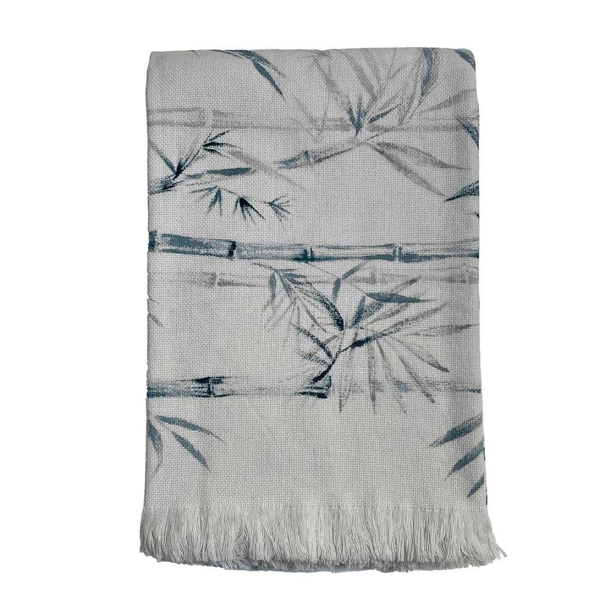 Decoration Villa Como Couvertures | Couverture En Bambou A Franges Blanc Casse