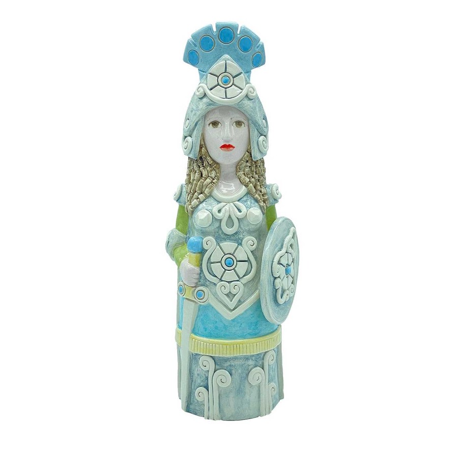 Decoration AP Ceramiche Figurines | Paladino Femme Chevalier Statuette En Azur