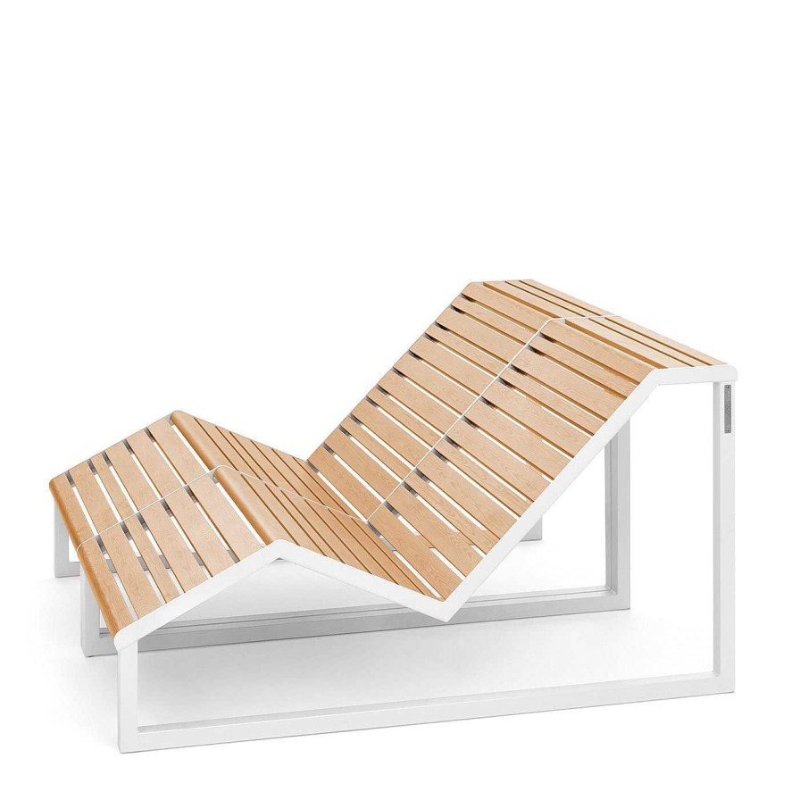 Mobilier Urbantime Chaises Longues Et Transats D'Exterieur | Chaise Longue Blanche H24 De Basaglia + Rota Nodari