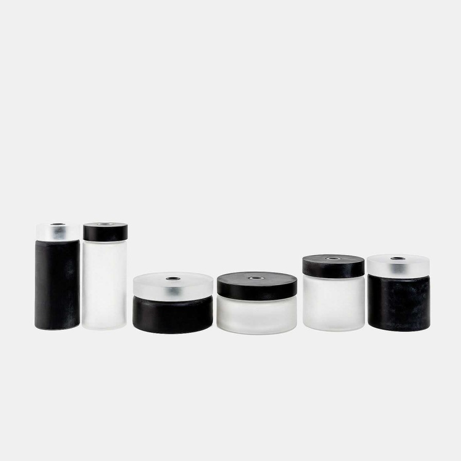 Decoration Mutina Vases Avec Couvercles | Le Vase Cylindrique Moyen En Verre Noir Et Blanc