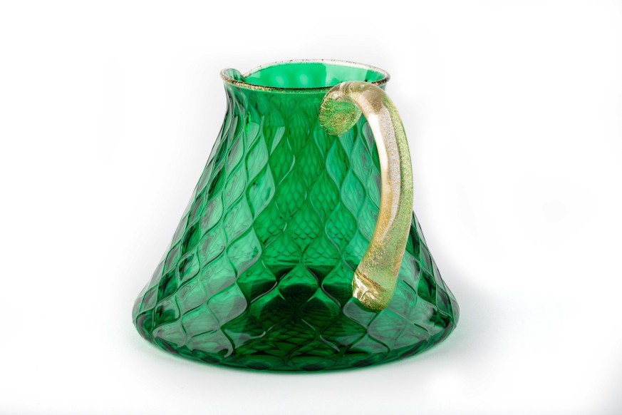 Arts De La Table Officine di Murano 1295 Verrerie | Ensemble De Pichet Balloton Vert Et 6 Verres