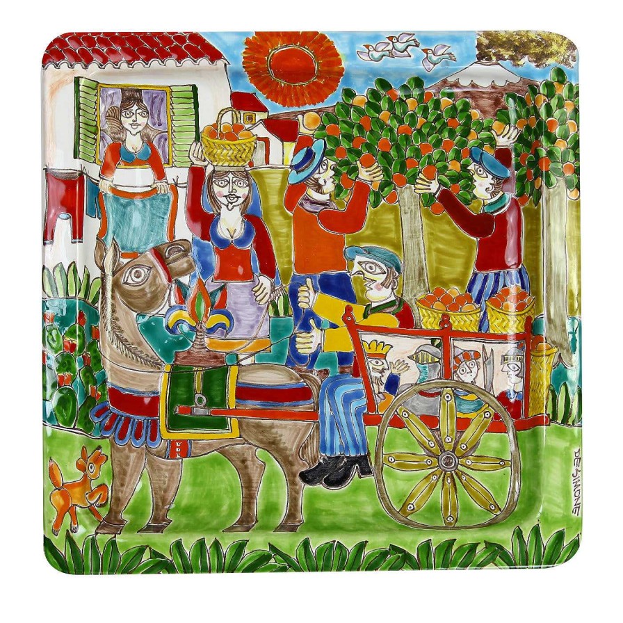 Decoration Ceramiche De Simone Plaques Decoratives | Assiette Carree Ds Country Life