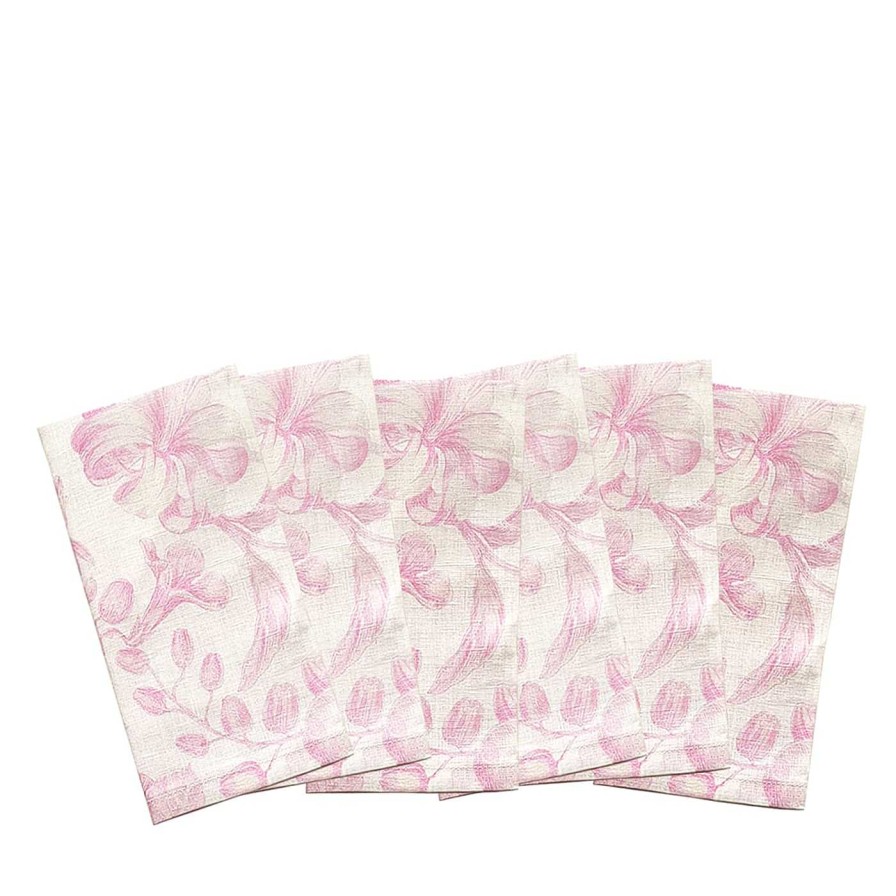 Arts De La Table Francesca Colombo Serviettes De Table | Marie Antoniette Set De 6 Serviettes Roses Et Blanches