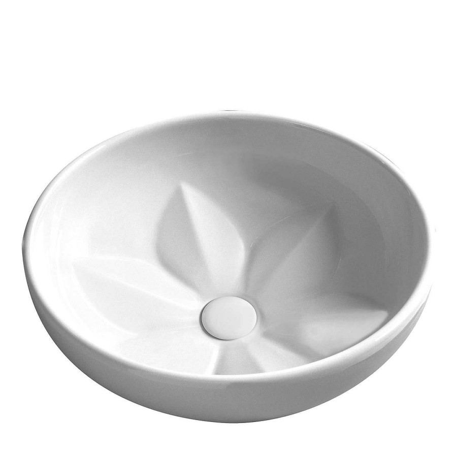 Decoration Azzurra Art Lavabos Et Baignoires | Lavabo Rond Blanc Brillant Fleur